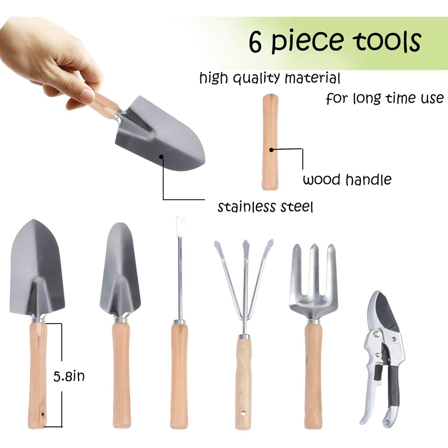 Bosonshop 9 PCS Garden Tools Set Ergonomic Wooden Handle Sturdy Stool with Detachable Tool Kit Perfect for Different Kinds of Gardening