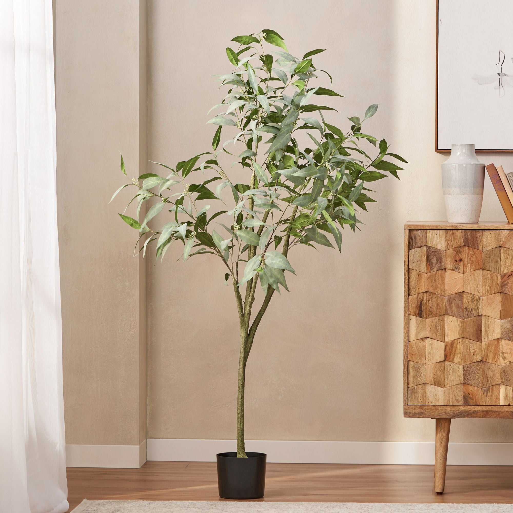 63 Inch Artificial Eucalyptus Leaves Bonsai