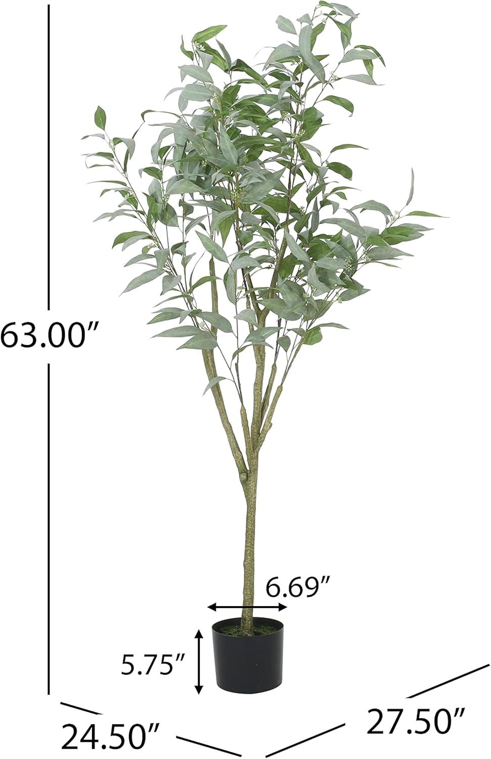 63 Inch Artificial Eucalyptus Leaves Bonsai